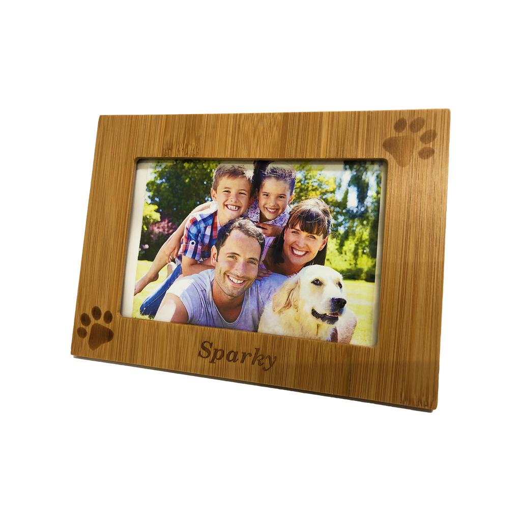 Paw Print Picture Frame - Bamboo - Pet Passages Commerce